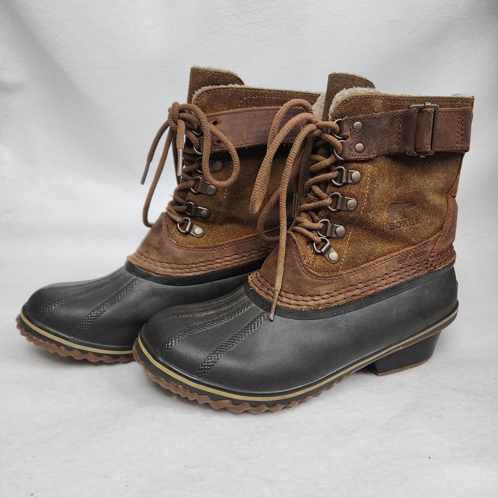 Sorel Winter Fancy Lace II 1571561286 Womens 8 Snow Boot Brown Leather Ankle